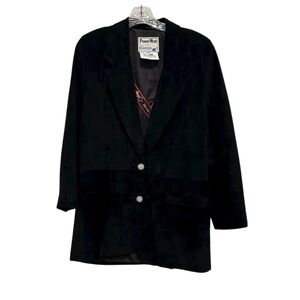 Pioneer Wear Vintage Women's Black Suede Coat Jacket Size Small Southwestern